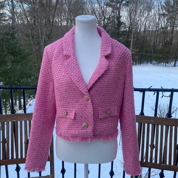 Walter Baker Paris Pink Tweed Lyona Jacket Sz M - Picture 2 of 7